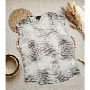 Topshop Sheer Reptile Print Top - Size 4 - Gray & White Sleeveless EUC